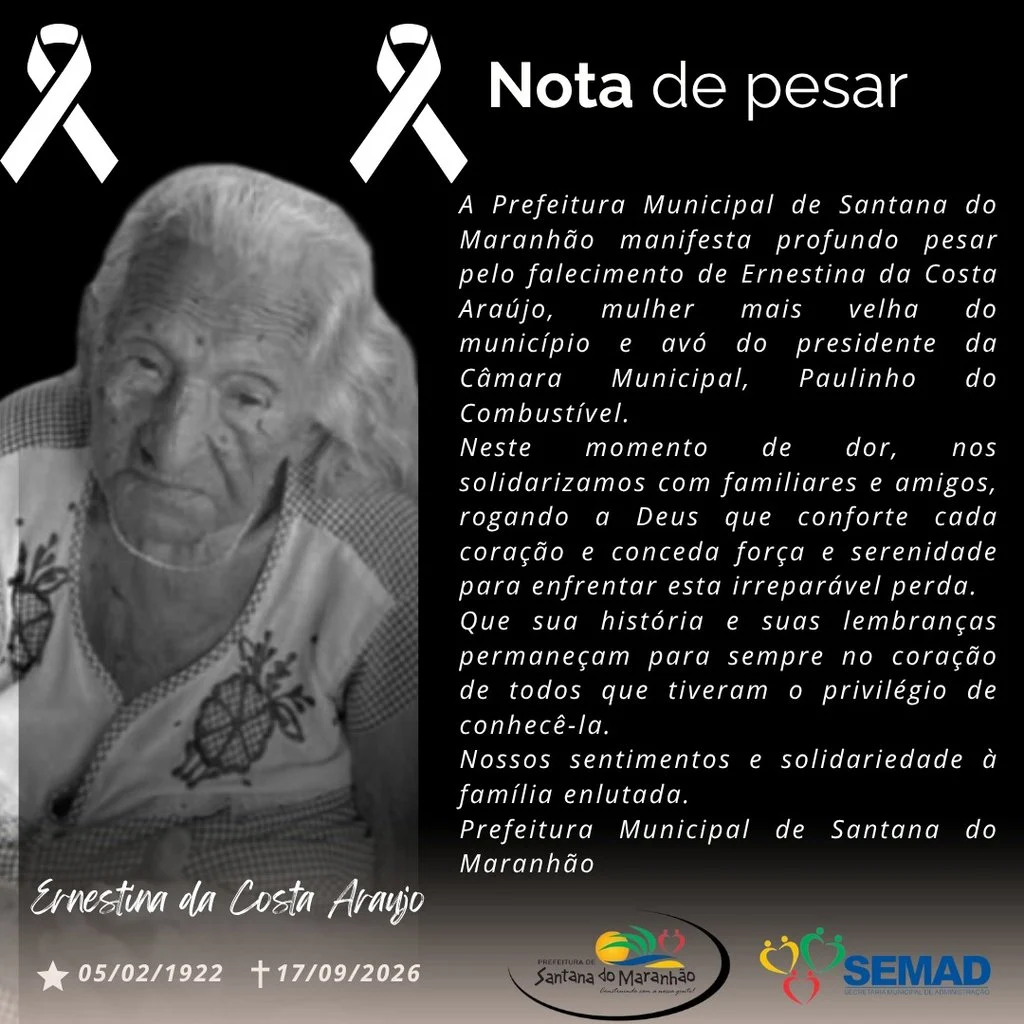 Ernestina da Costa Araújo, moradora mais velha de Santana do Maranhão, falece aos 104 anos