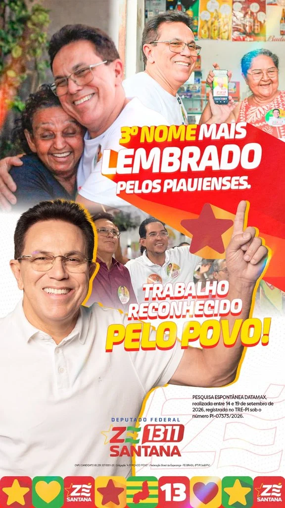 Nova pesquisa coloca Zé Santana entre os três nomes mais lembrados para Câmara Federal no Piauí